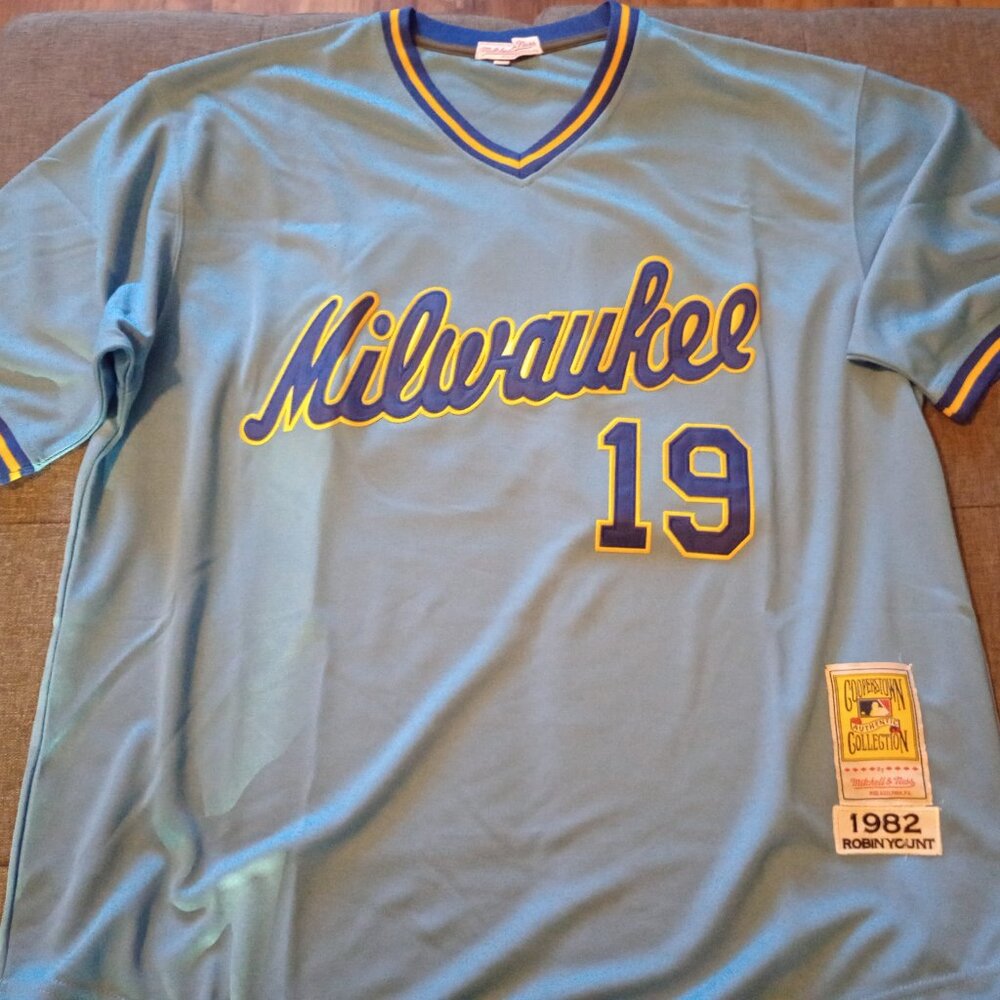 Brand New Milwaukee Brewers Jersey Robin Yount #19 Blue Men's X-Large XL